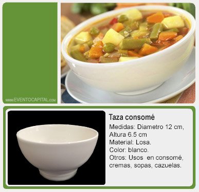 Alquilar tasa para consome - vajilla - platos para fiestas y eventos en Bogotá - ver precios y fotos de alquileres económico para fiestas y eventos