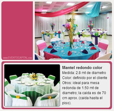 Alquilar Mantel redondo de color - mantelería para fiestas y eventos en Bogotá - ver precios y fotos de alquileres económico para fiestas y eventos