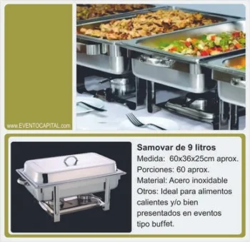 Alquilar Samovares buffet - 9 litros para fiestas y eventos en Bogotá - ver precios y fotos de alquileres económico para fiestas y eventos