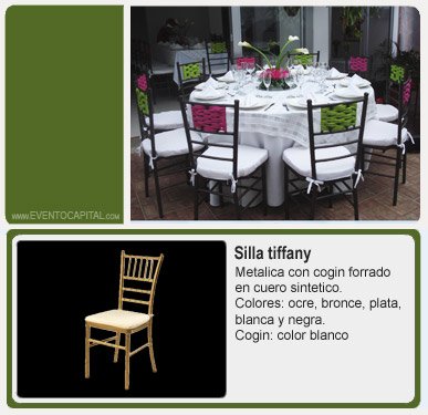 Alquilar Sillas tiffany para fiestas y eventos en Bogotá - ver precios y fotos de alquileres económico para fiestas y eventos